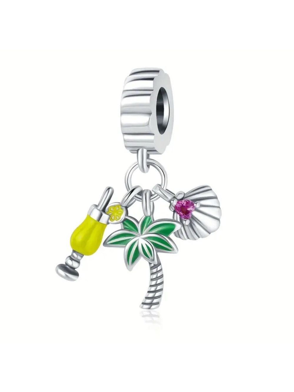 Silver Charm with Palm Tree and Cocktail